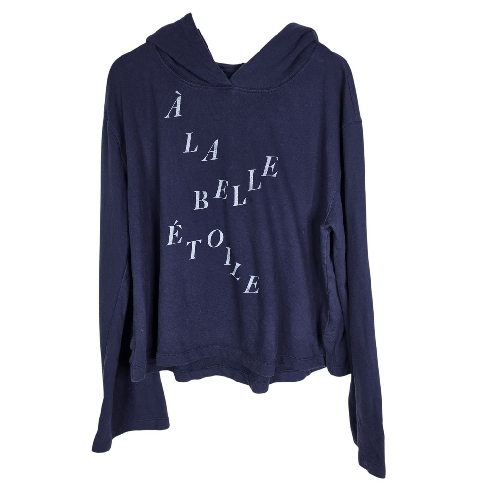 Anthropologie Hoodie Womens XL Blue A La Belle Etoile Graphic Terry Pullover